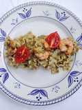 Mafaldine pesto gamberi e pomodorini