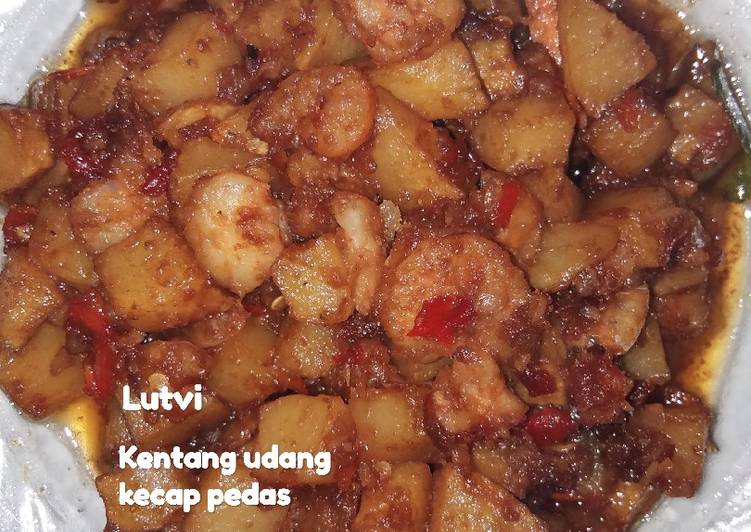 Resep Kentang udang kecap pedas Anti Gagal