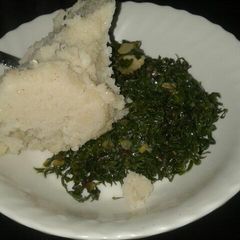 A picture of Ugali and Fried Kales(SukumaWiki).