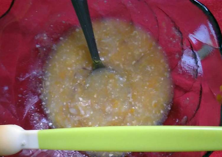 Cara Membuat Mpasi 7 bulan bubur kentang labu sapi yang Gurih