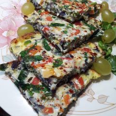 Vegetable cheese egg omelette A picture of Vegetable cheese egg omelette.