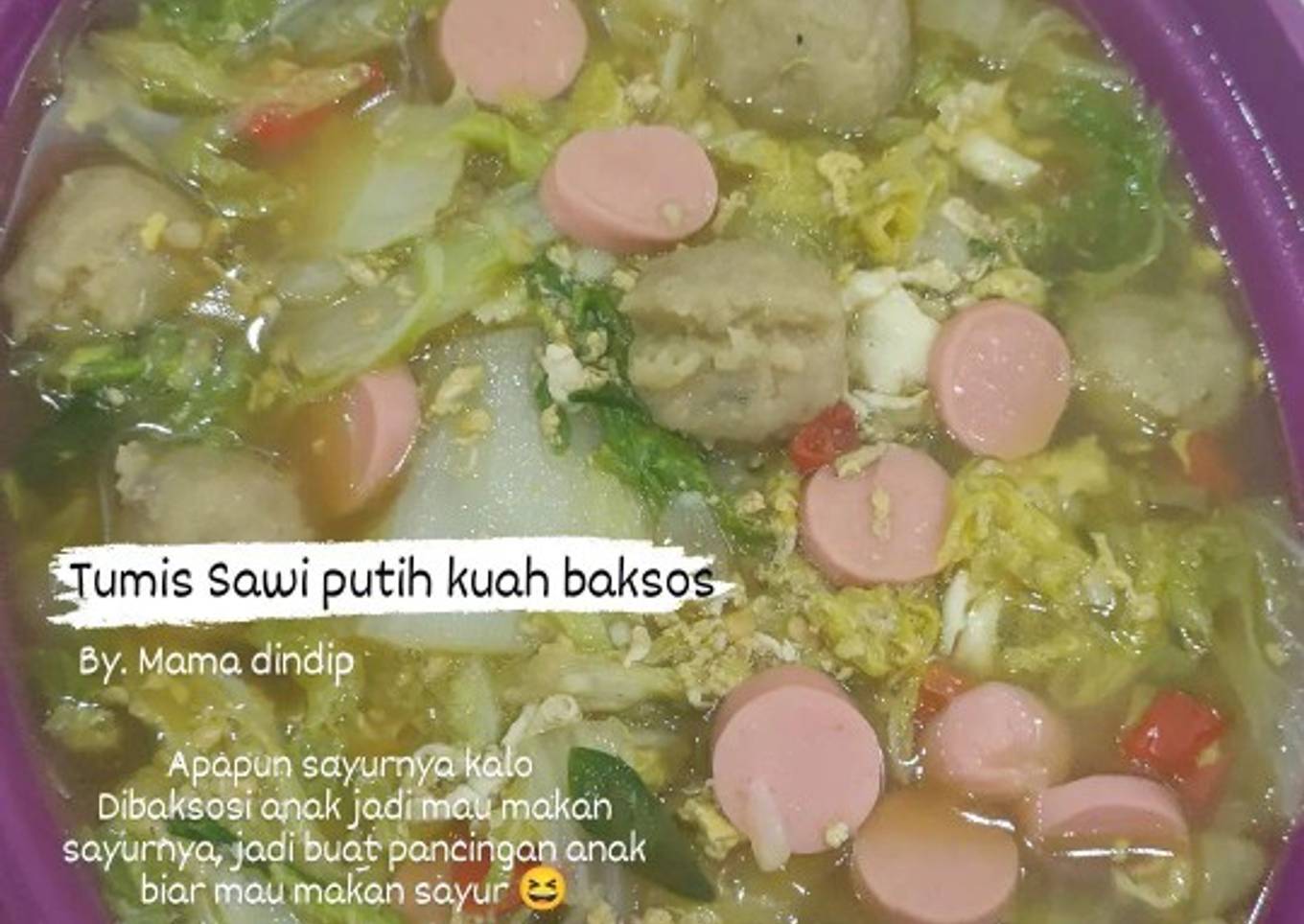 15. Tumis sawi putih kuah bakso sosis