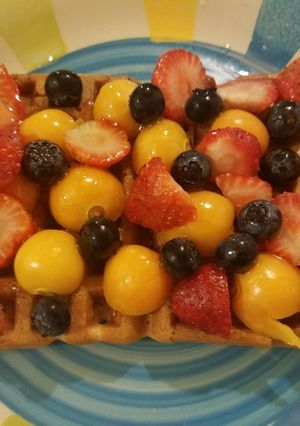 Una foto de Waffles con harina de tocosh