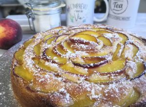 Une photo de Gâteau moelleux pêches et Mascarpone