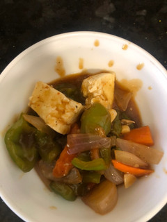 A picture of Veggies in garlic sauce.