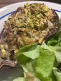 Aubergine farcie ricotta et pistaches