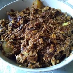 A picture of Banana flower curry.
