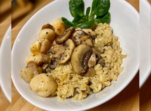 Une photo de Risotto aux champignons et noix de St-Jacques