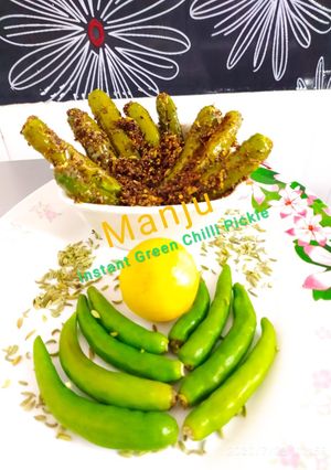 A picture of Instant Green Chilli pickle.
