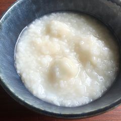 ‘Okayu’ Japanese Rice Porridge with Mochi Dumplings A picture of ‘Okayu’ Japanese Rice Porridge with Mochi Dumplings.