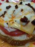 Huevos Mollet montados sobre pan