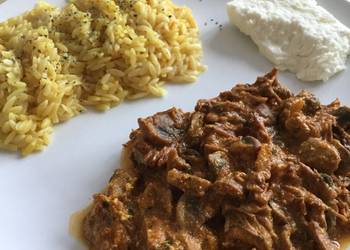 Fresh, Make Recipe Pork with mushrooms and cinnamon  rissini  greek feta Yummy