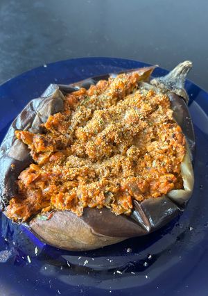 Una foto de Berenjenas veganas al horno