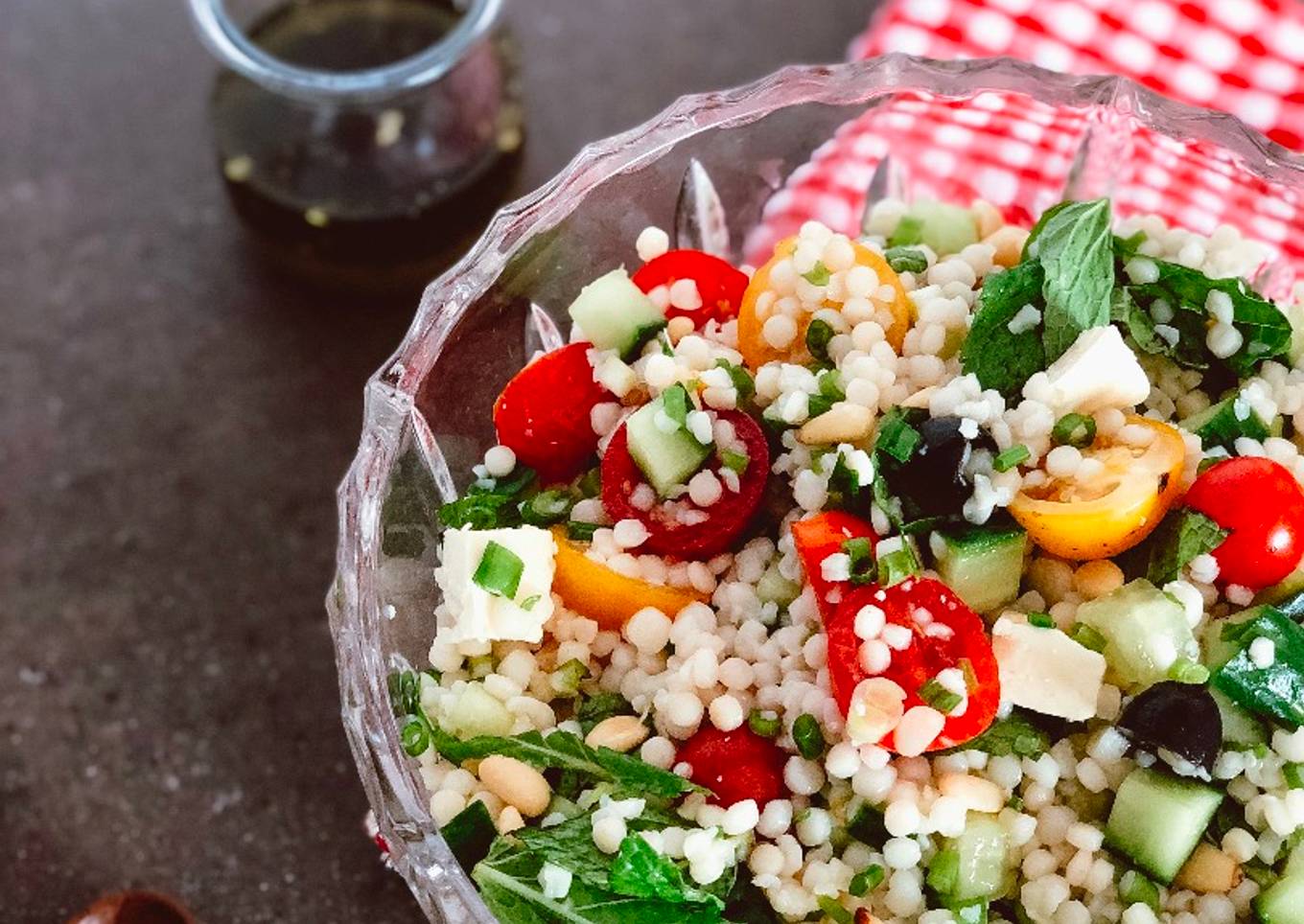 Mediterranean Pearl Couscous Salad#Authormarathon