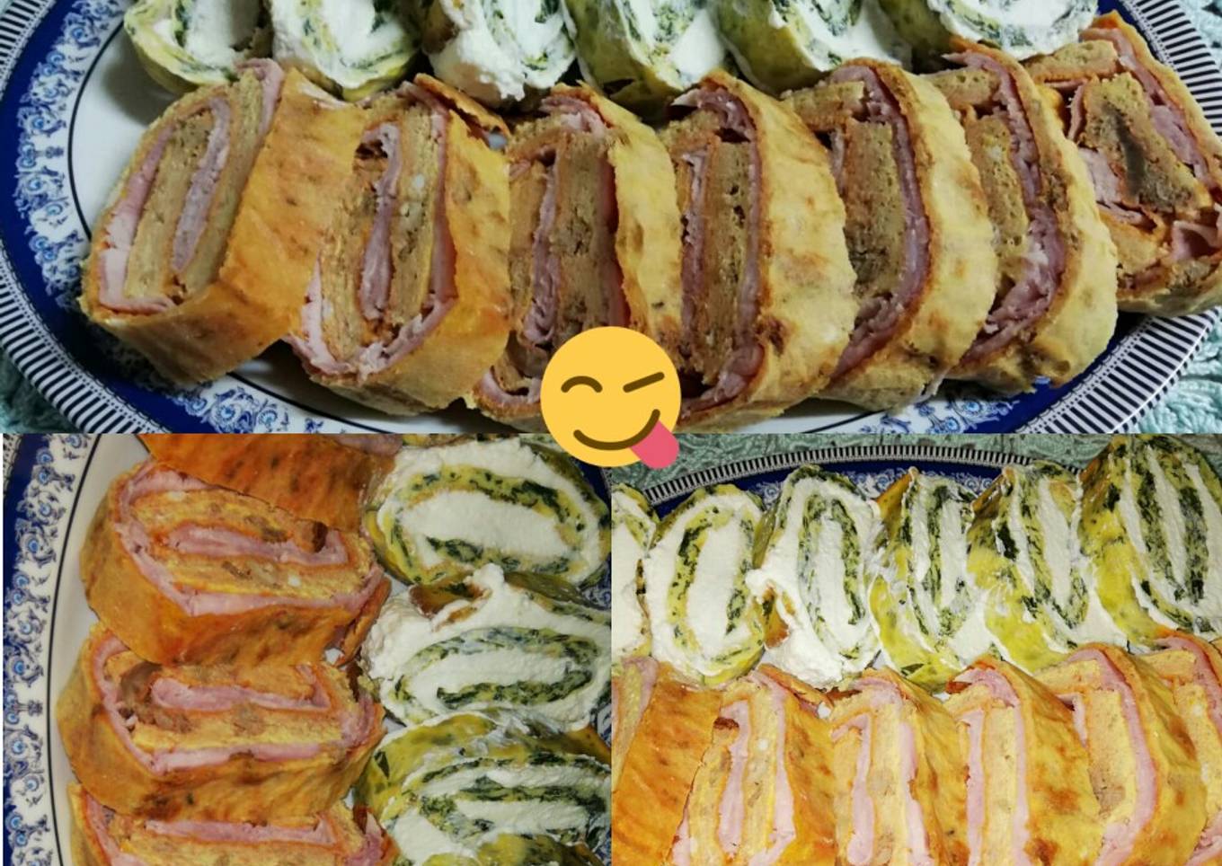 Rottolo di Frittata with spinisi, ricotta and cooked ham ragù