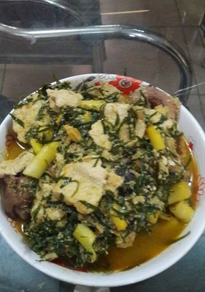 A picture of Egusi with achara soup.