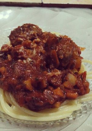 Foto resep Spaghetti Meatballs with home made sauce and meatballs