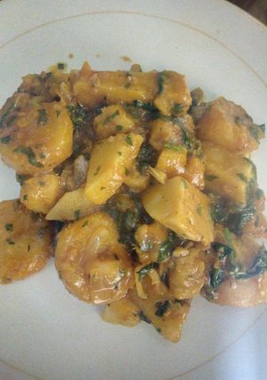 A picture of Yam and plantain porridge.