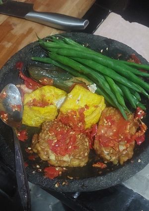 Foto resep Terong tempe tahu penyet