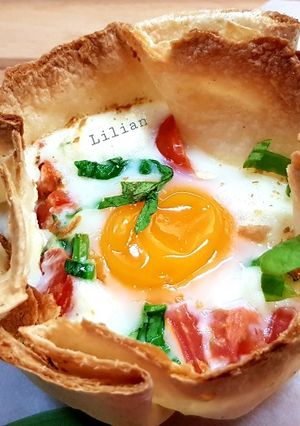 Φωτογραφία της συνταγής Tortilla egg cups (τορτίγια με αυγό σε ατομικό μπολάκι)