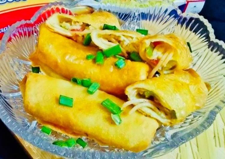 How to Make Homemade Egg Chinese rolls (with noodles) #ILovePasta For My guests,kids best snack