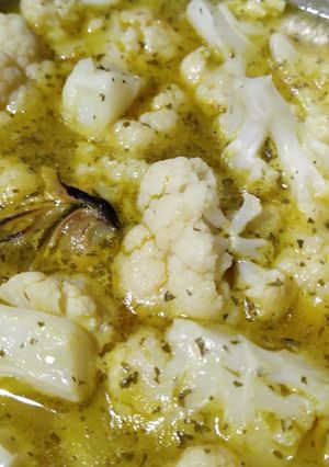 Foto principal de Coliflor con salsa de naranja y mejillones