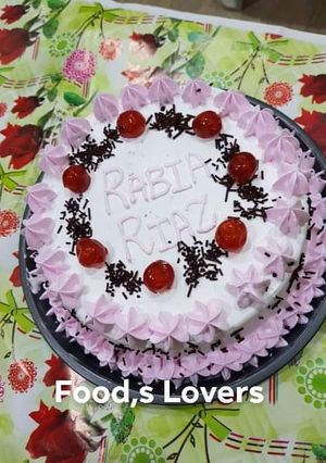 A picture of Black forest cake(Pakistani cuisine).