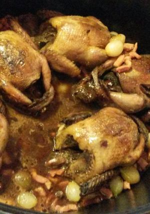 Une photo de Cailles au raisin et au foie gras