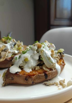 Une photo de 🍠Patate douce rôti à l'égrené de seitan