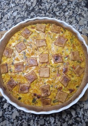 Una foto de Tarta con masa semi integral de calabaza y zapallitos