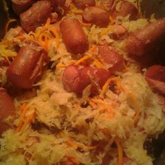 A picture of Sweet and sour hotdog casserole.