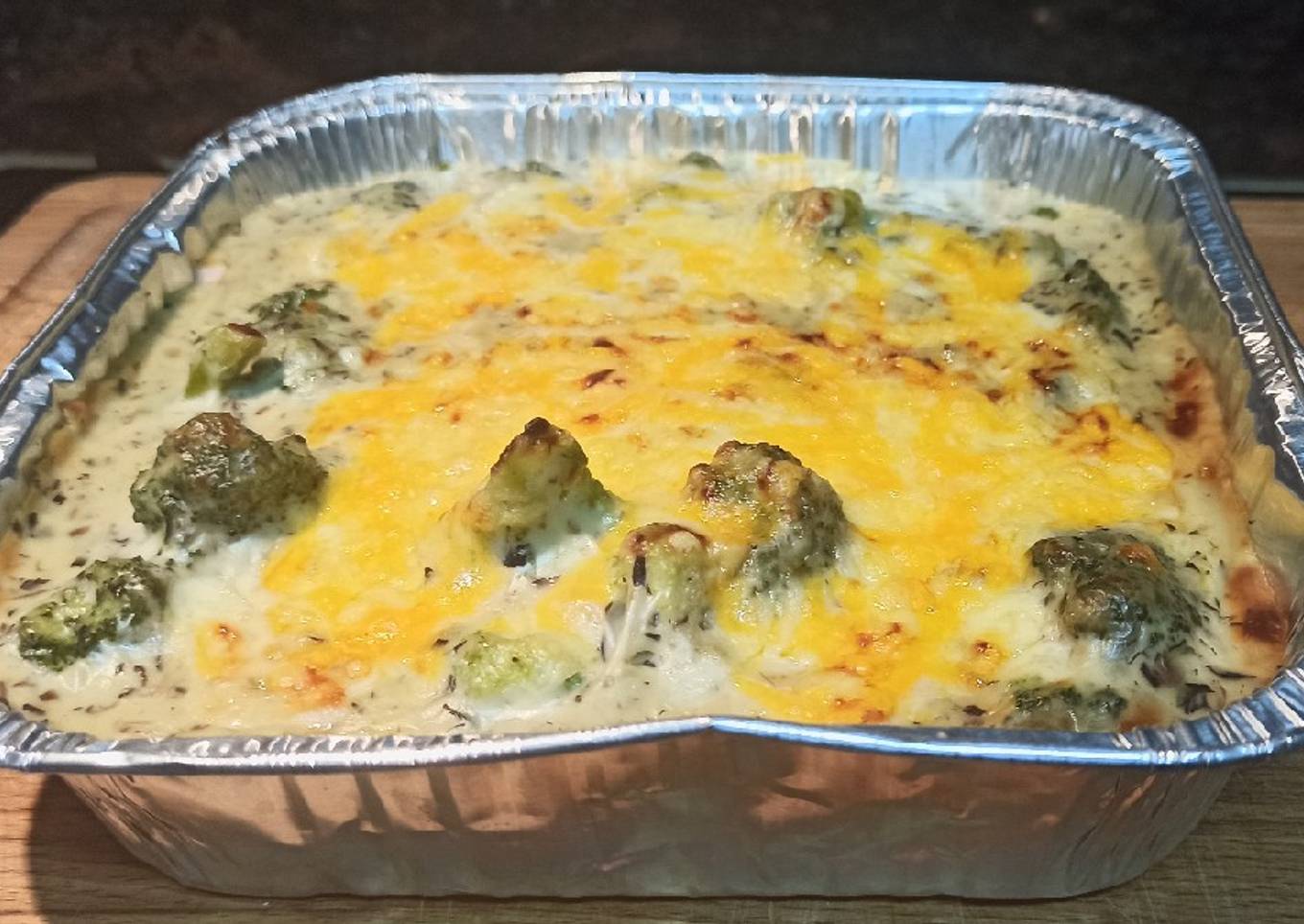 Brócoli con bechamel de cebolla y champiñones Thermomix