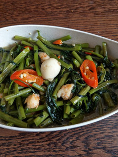 Foto resep Tumis Kangkung + Udang & Telur Puyuh