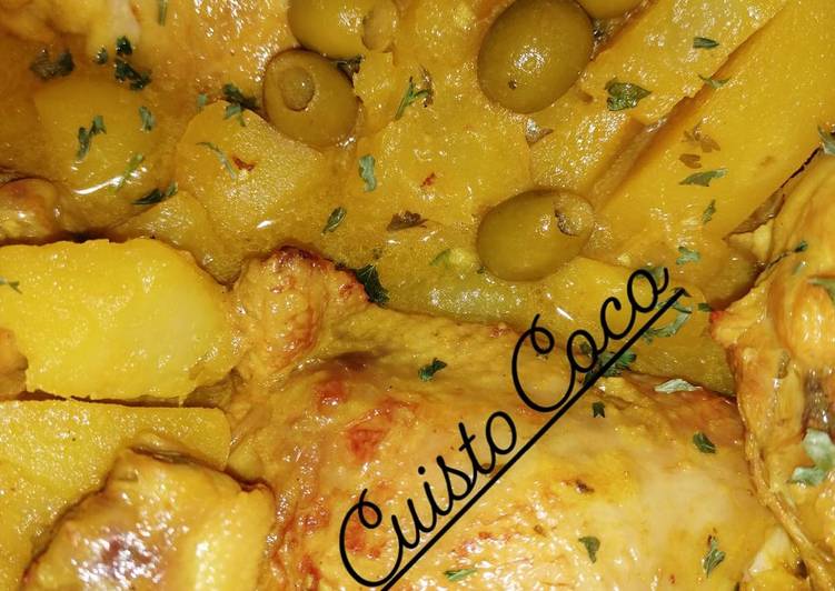 đPoulet aux olives et citrons confits đ