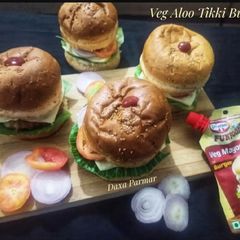 A picture of Vegetable Aloo Tikki Burger.