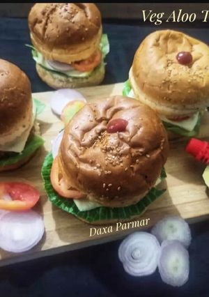 A picture of Vegetable Aloo Tikki Burger.