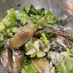 A picture of Warm Salad with Potatoes🥔 and Goat Cheese.