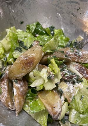A picture of Warm Salad with Potatoes🥔 and Goat Cheese.
