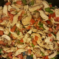 A picture of Chicken fajitas.