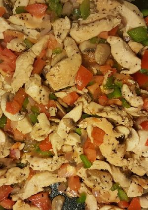 A picture of Chicken fajitas.