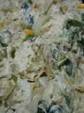 Rajas con crema, chicken, and cream cheese