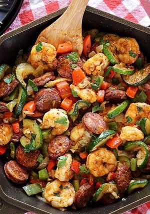 A picture of Shrimp and Sausage Paleo Skillet.
