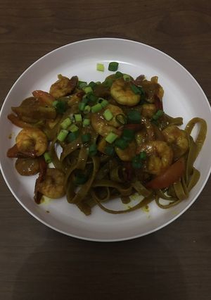 Foto resep Pasta udang bumbu kuning
