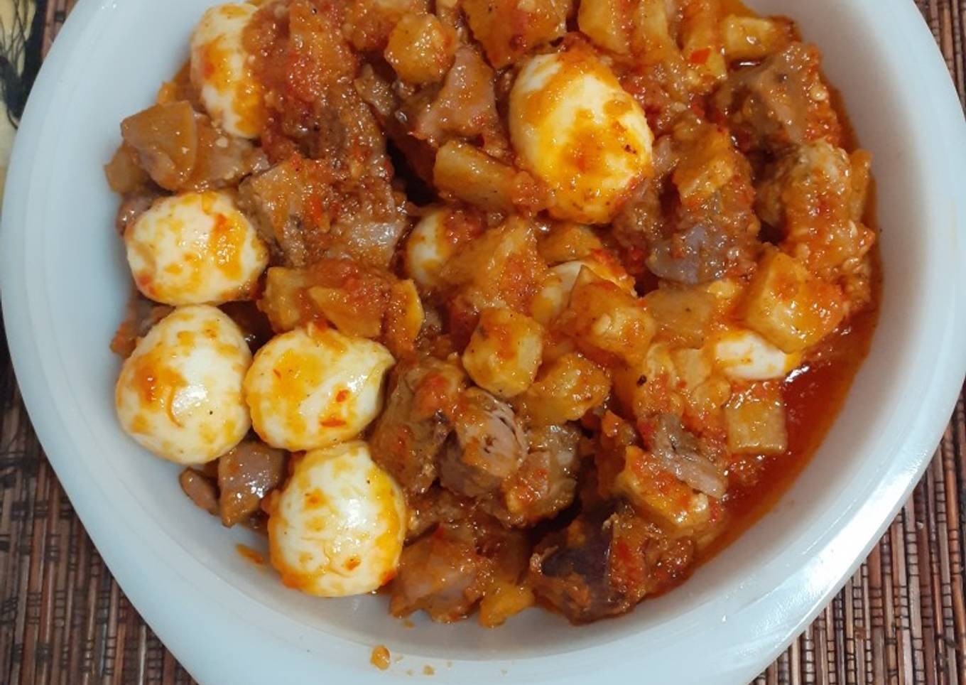 Balado Kentang hati ayam telur puyuh