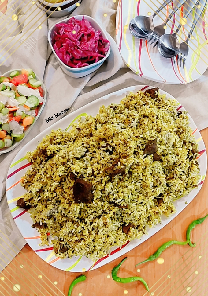 عکسی از دستور سبزی پلو با گوشت
