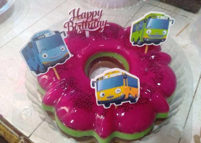 Puding lapis 3 (Naga, melon, coklat)