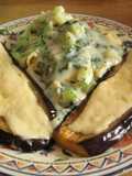 Tortelinis salsablanqueados, con berenjena frita