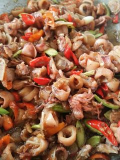 Foto resep Tumis cumi asin pete