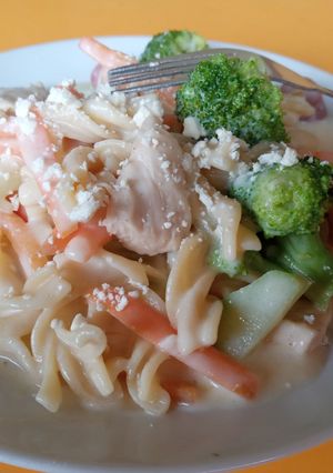 Una foto de Fusilli en salsa bechamel
