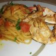 Linguine con Granchio sfumato al Cognac, Pomodorini e Zafferano